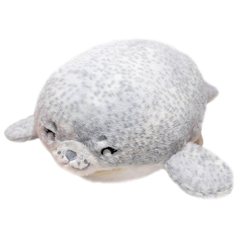 Plush Seal Cuddle Pillow with Embroidered Face and Side Flippers Stornfield