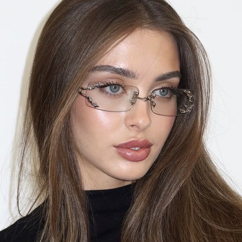 Women's fashionable sunglasses with delicate metal frame and transparent lenses Stornfield