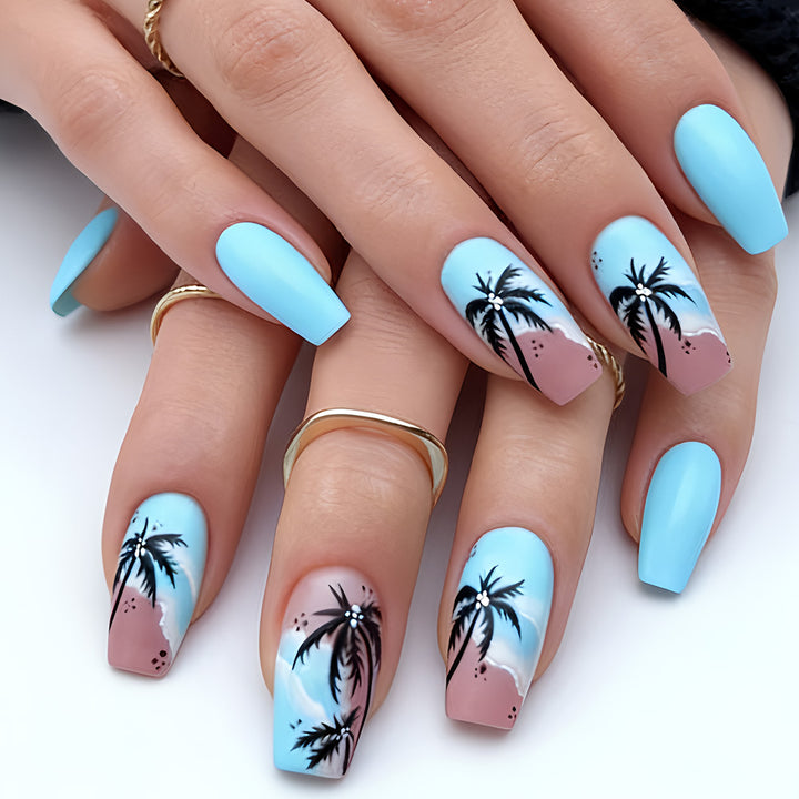 Artistic Tropical Island Press-On Nail Art Stornfield