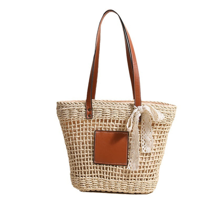 Handmade straw bag with elegant leather accents Stornfield