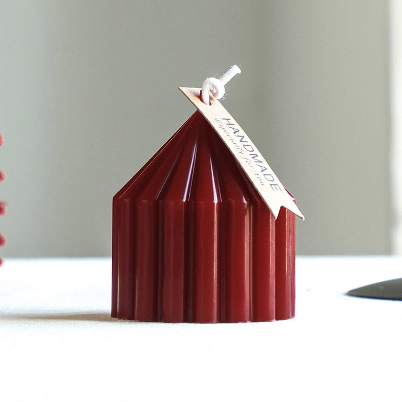 Textured Vertical-Ribbed Pointed-Top Decorative Pillar Candle