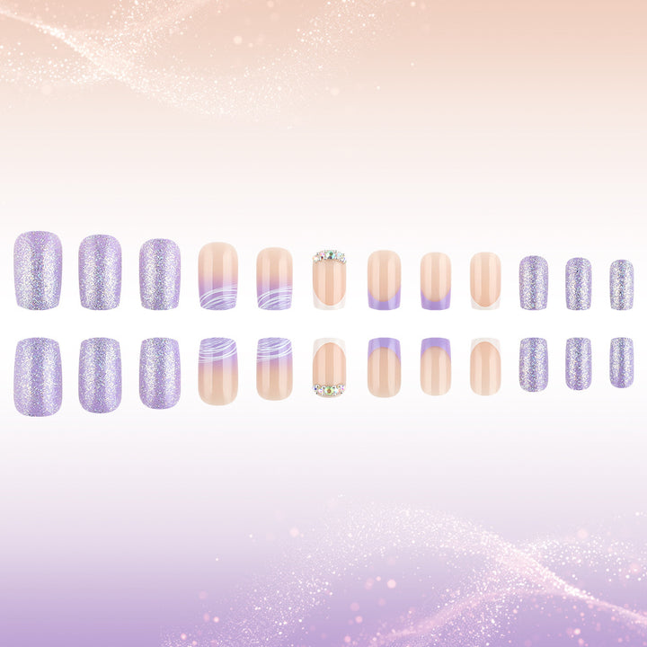 Elegant Press-On Nail Art Set with Glamorous Glitter Accents Stornfield