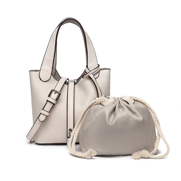 Dual-Compartment Textured Leather Tote Bag Stornfield