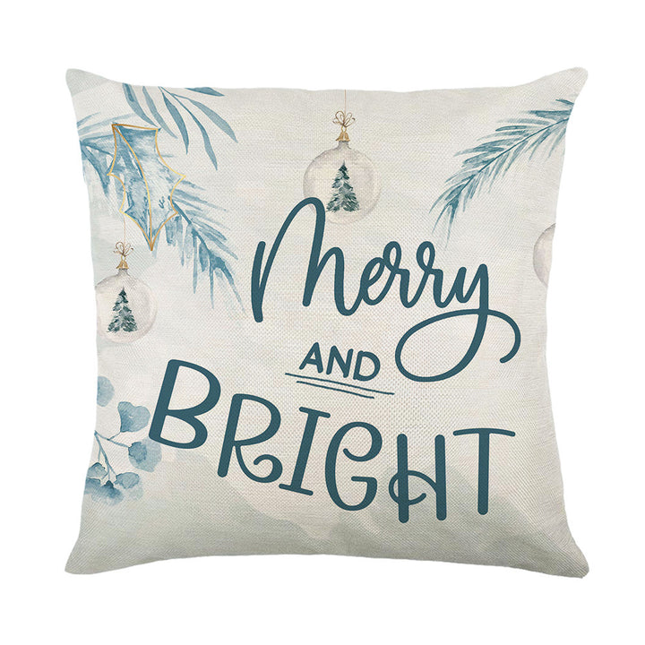 Watercolor Pine Christmas Linen-Texture Square Throw Pillow Cover with Concealed Zipper