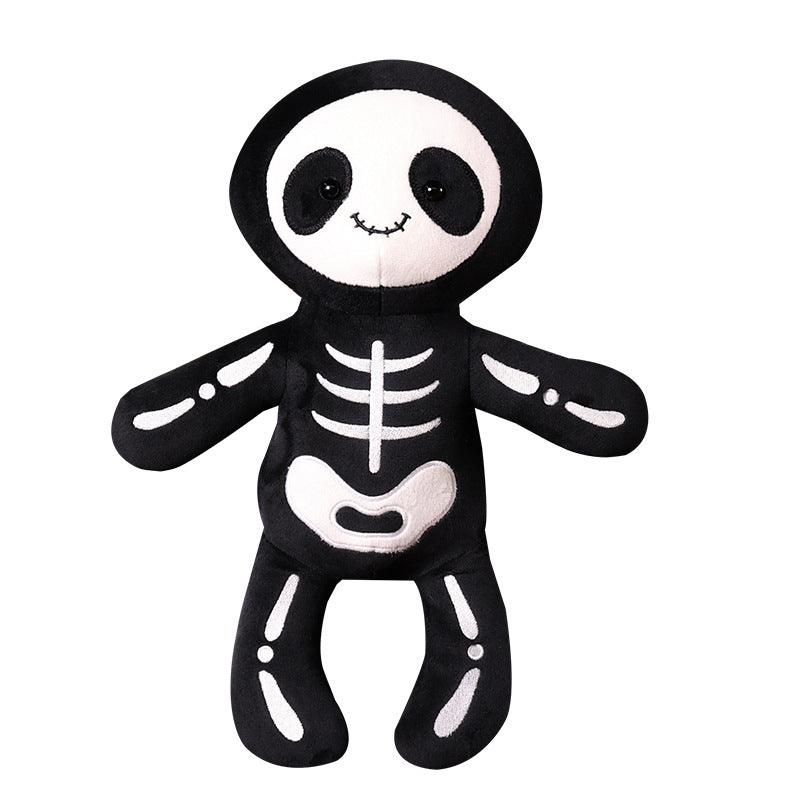 Soft Plush Skeleton Panda Sitting Cuddle Doll with Embroidered Bone Motif Stornfield