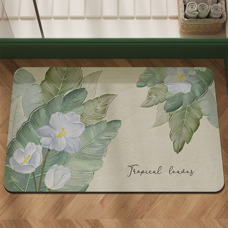 Floral Print Bathroom Mat