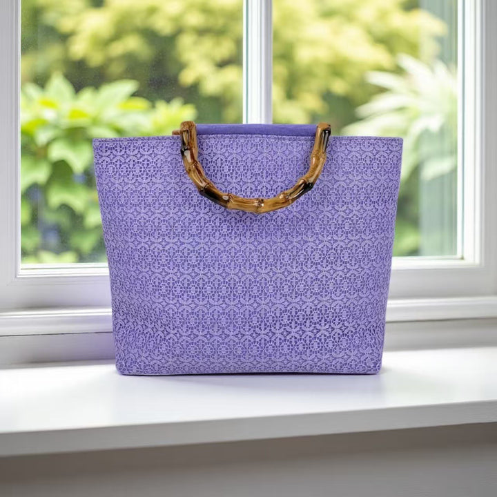 Elegant cotton bag with bamboo handles Stornfield