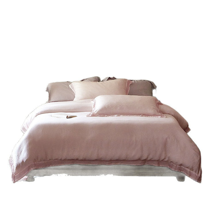 Washed Linen Duvet Cover Set with Pleated Hem