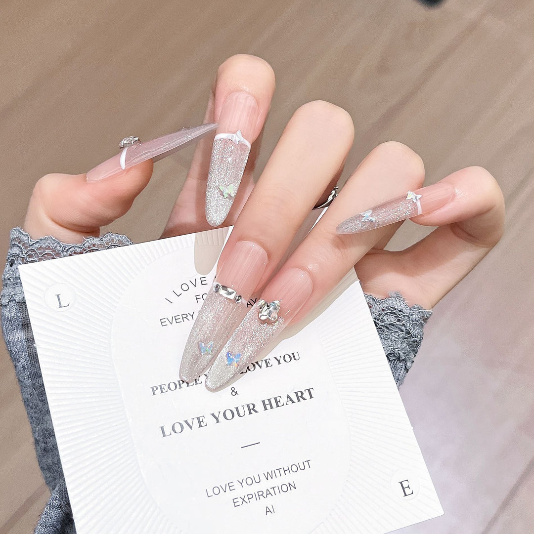 Artisanal Glittery Press-On Nail Extensions Stornfield
