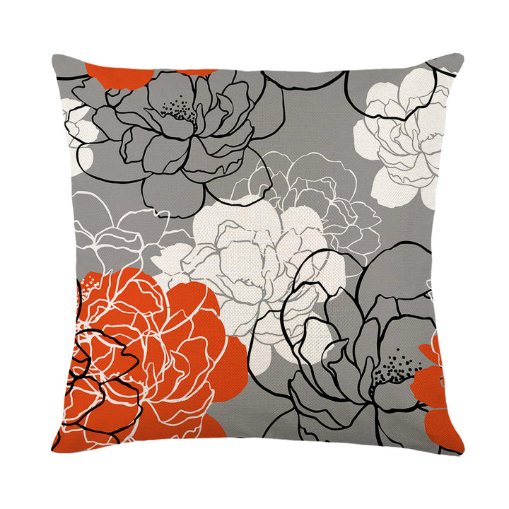 Artistic Daisy Print Linen Throw Pillow