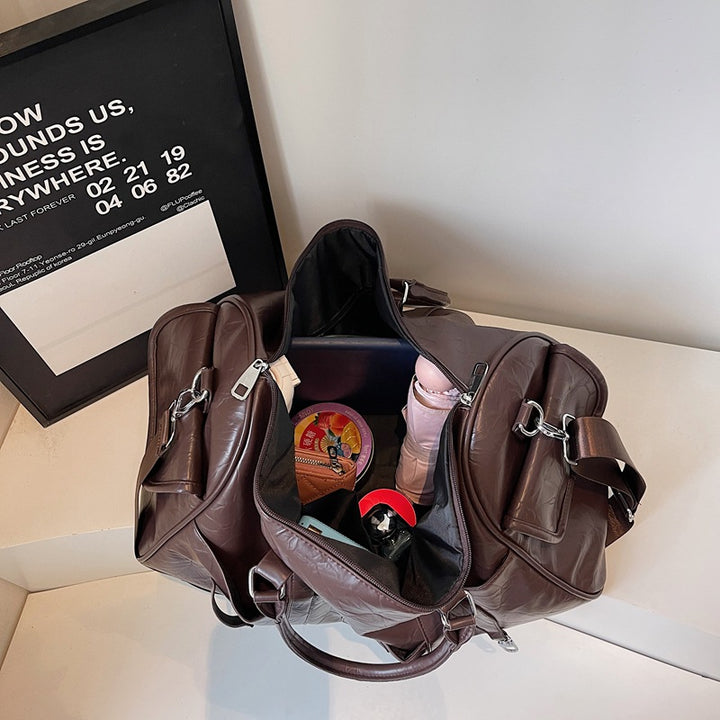Durable Leather Weekender Duffel Bag
