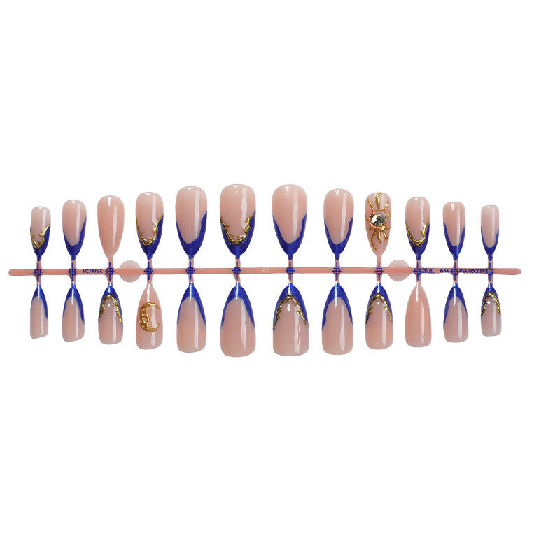 Nail art set with elegant gold-blue design Stornfield