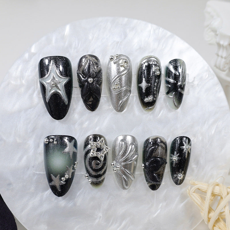 Stylish metallic decorated artificial nails Stornfield
