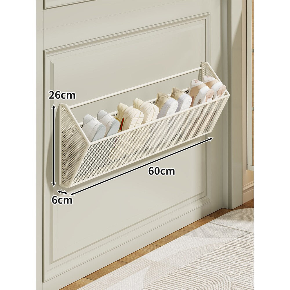 Wall-Mounted Slim Mesh Shoe Organizer Rack