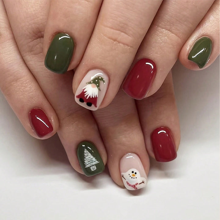 Festive Winter-Themed Press-On Nail Art Stornfield