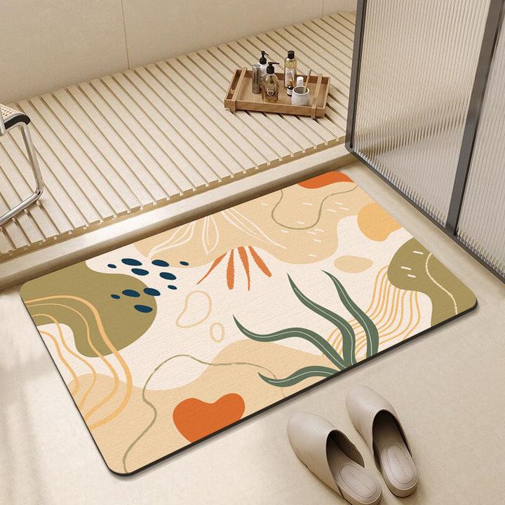 Abstract Floral Design Bath Mat Stornfield