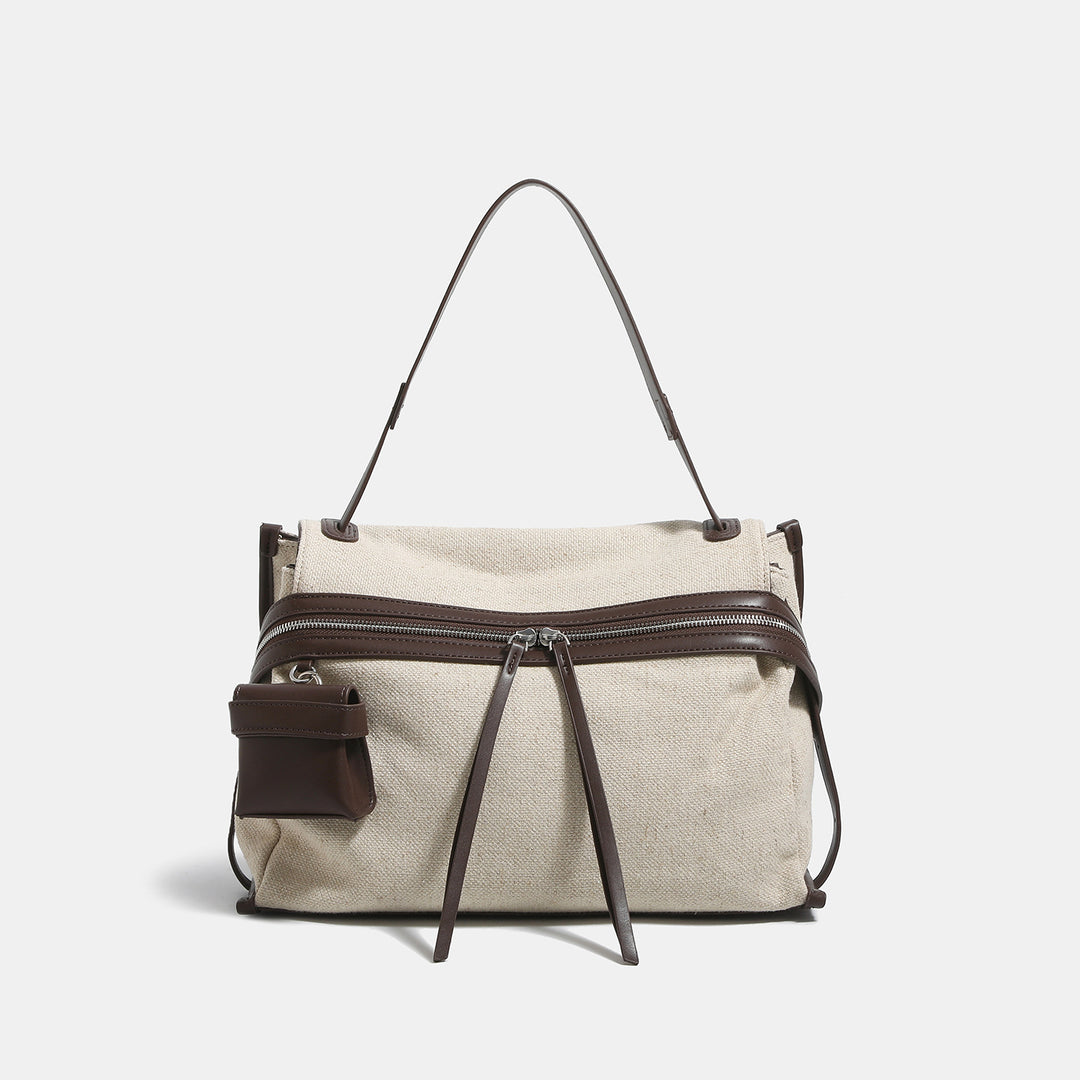 Versatile Canvas Tote Bag with Leather Accents