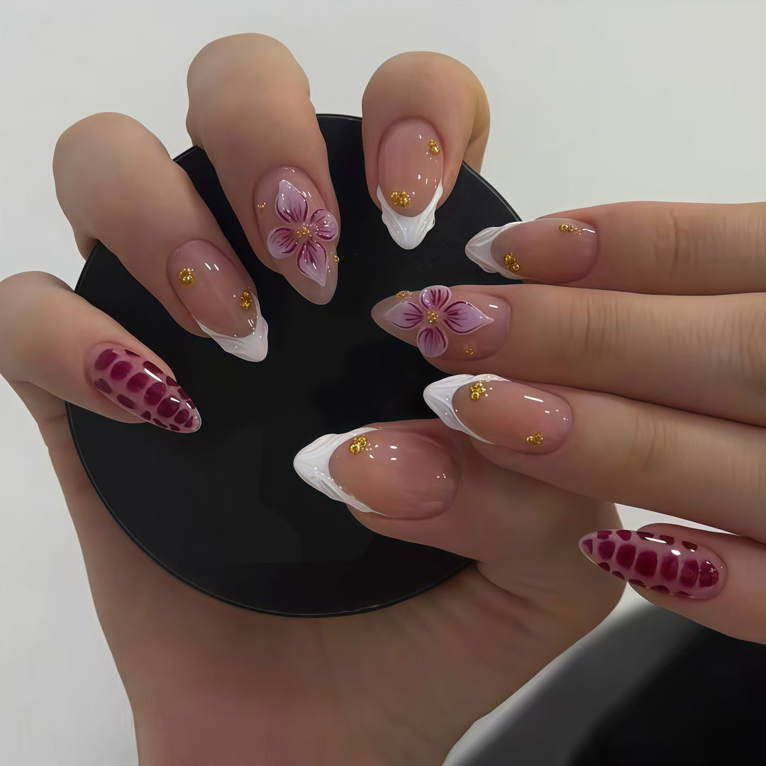 Artistic 3D Floral Design Press-On Nails Stornfield