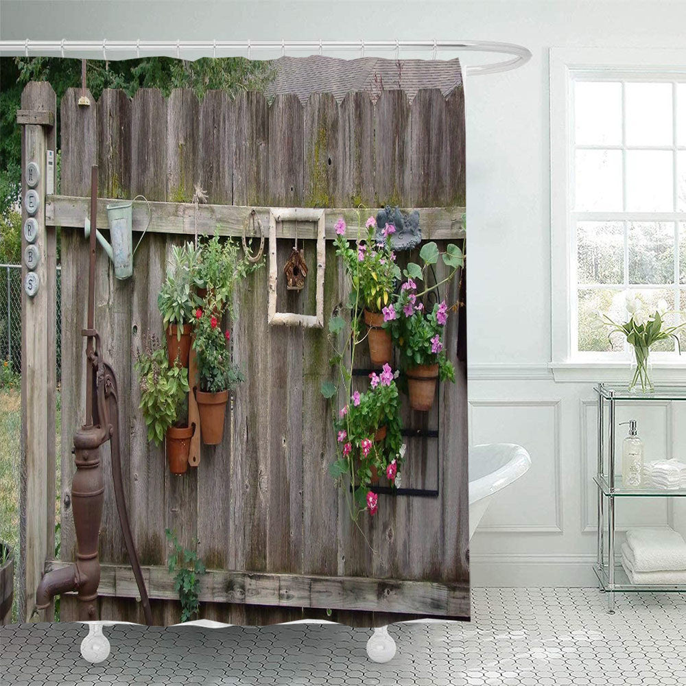 Rustic Garden-Themed Shower Curtain Stornfield