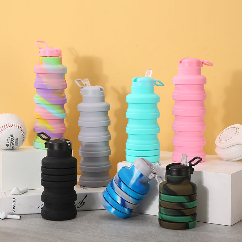 Women flexible silicone drinking bottle with integrated folding function Stornfield