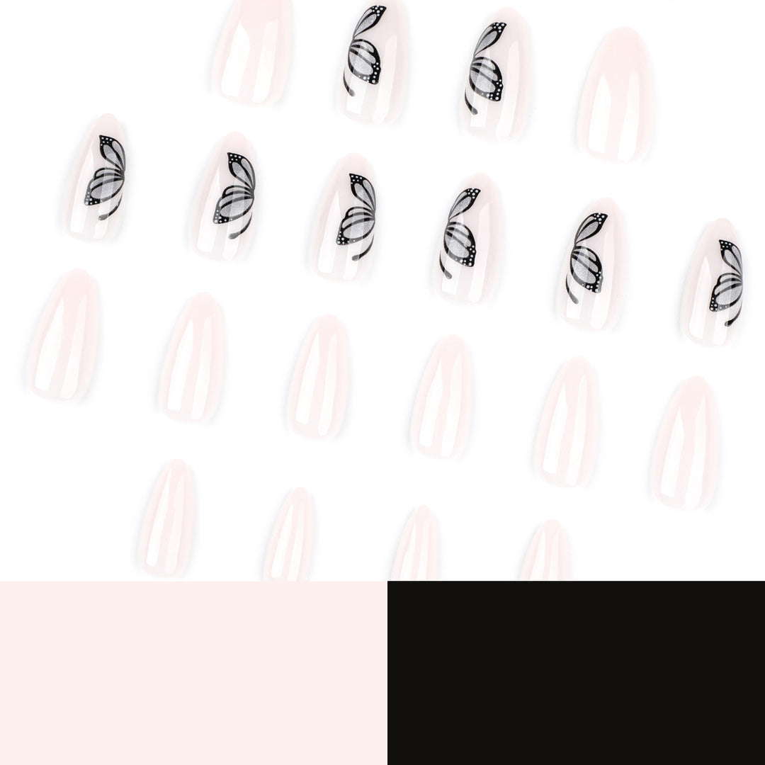 Artful nail extensions with delicate butterfly design Stornfield