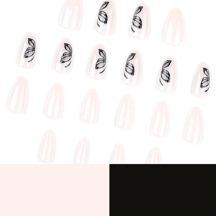 Artful nail extensions with delicate butterfly design Stornfield