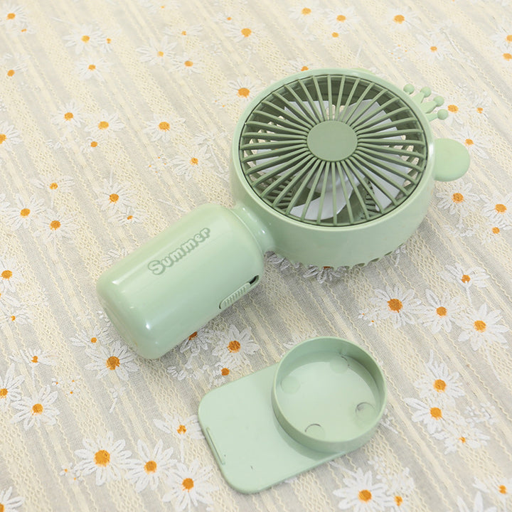 Ladies portable USB mini fan with LED night light folding stand and cute design Stornfield