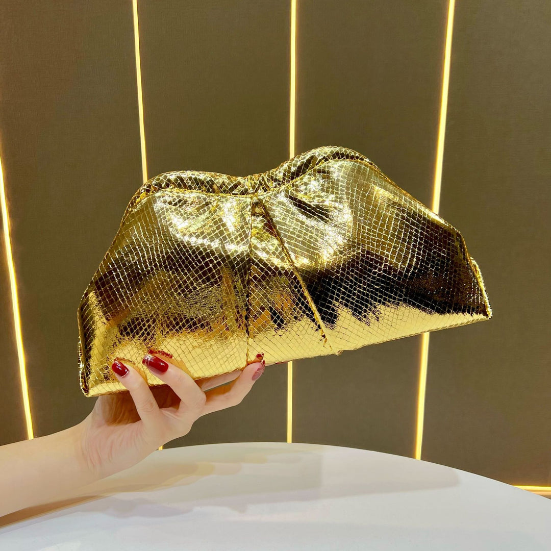 Metallic Gathered Clutch