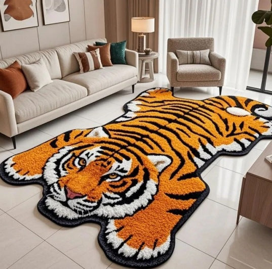 Cartoon Tiger-Themed Area Rug