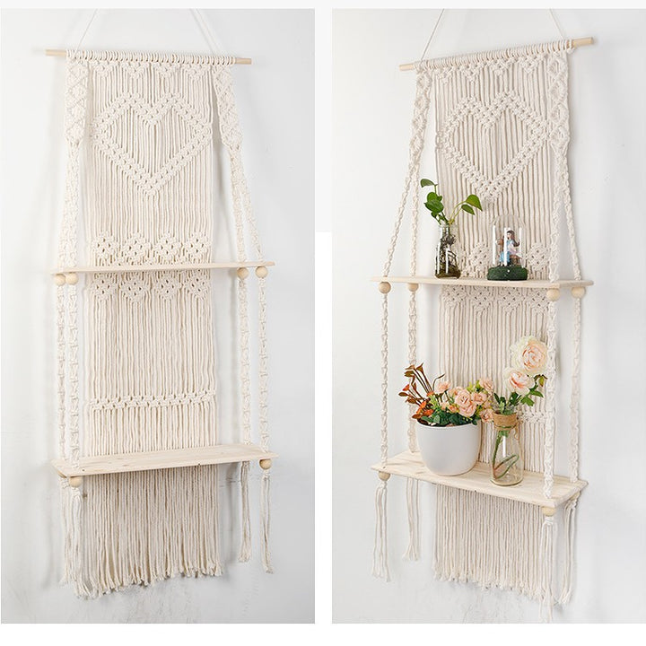 Macrame shelf with heart design Stornfield