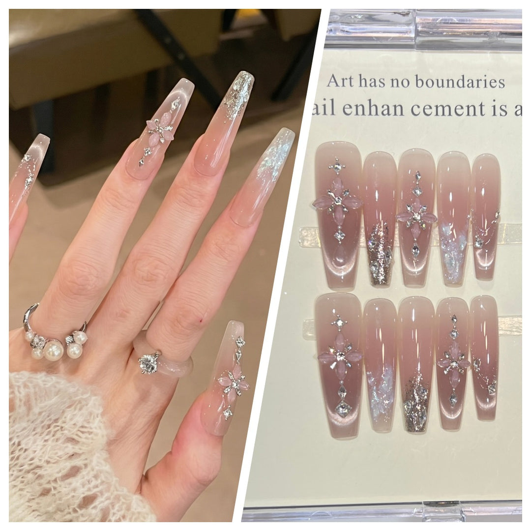Artistic Stiletto Press-On Nail Set with Charming Patterns Stornfield