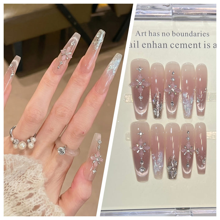 Artistic Stiletto Press-On Nail Set with Charming Patterns Stornfield