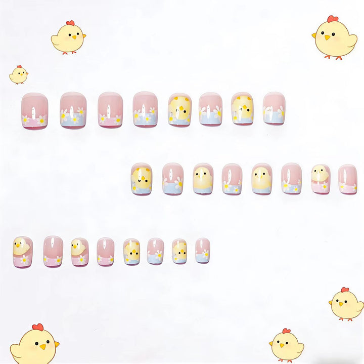 Artificials nails with cheerful chick and flower design Stornfield