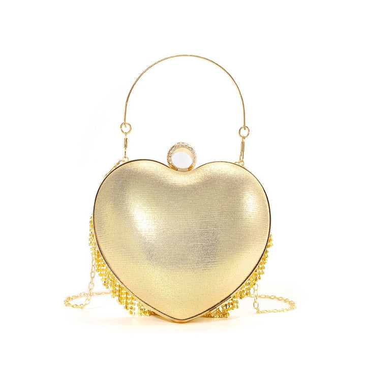 Heart-Shaped Crystal-Decorated Evening Handbag