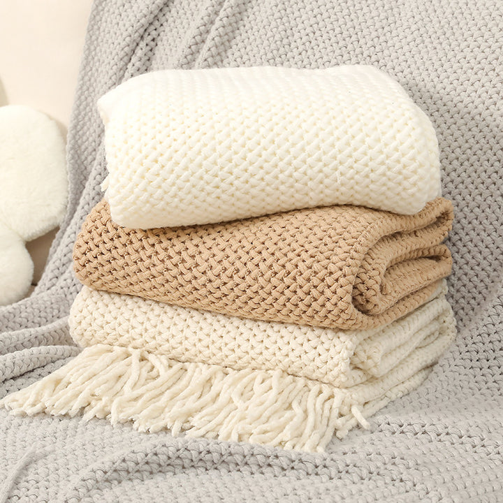 Heavyweight Textured Knit Throw Blanket
