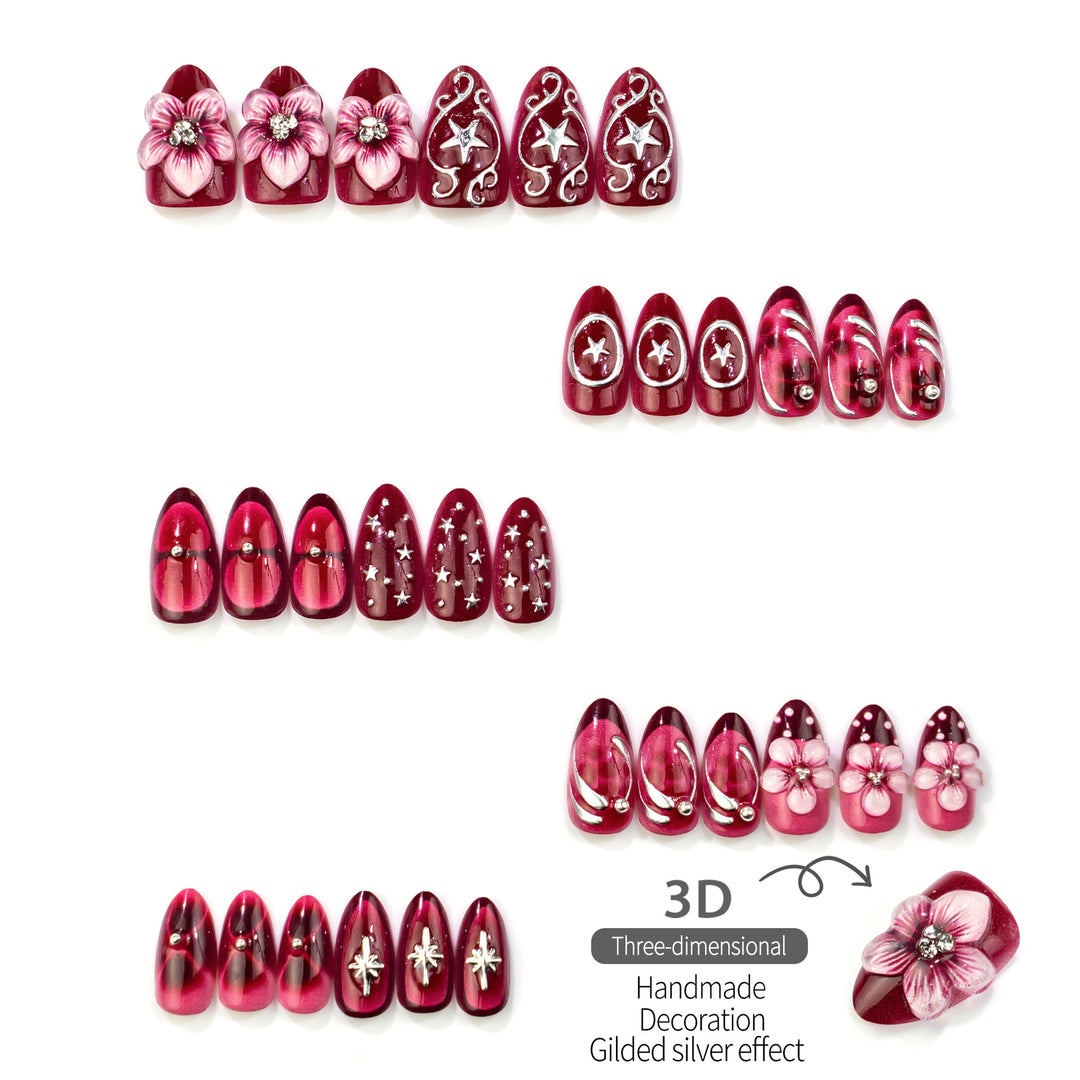 Artistic Floral Press-On Nail Art Set