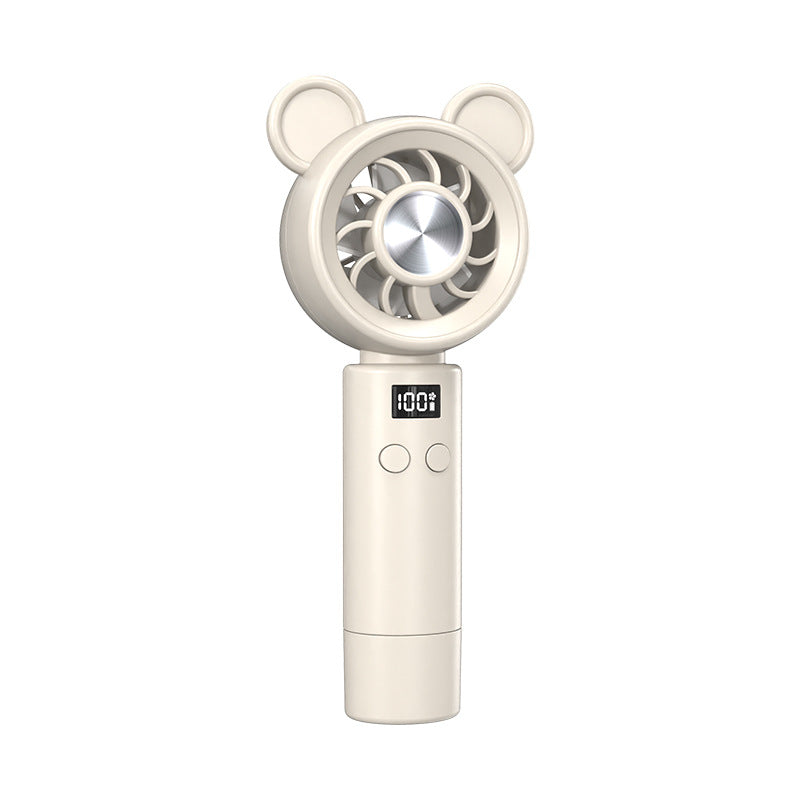Unisex Portable Hand Fan in Cute Bear Design with Digital Display Stornfield