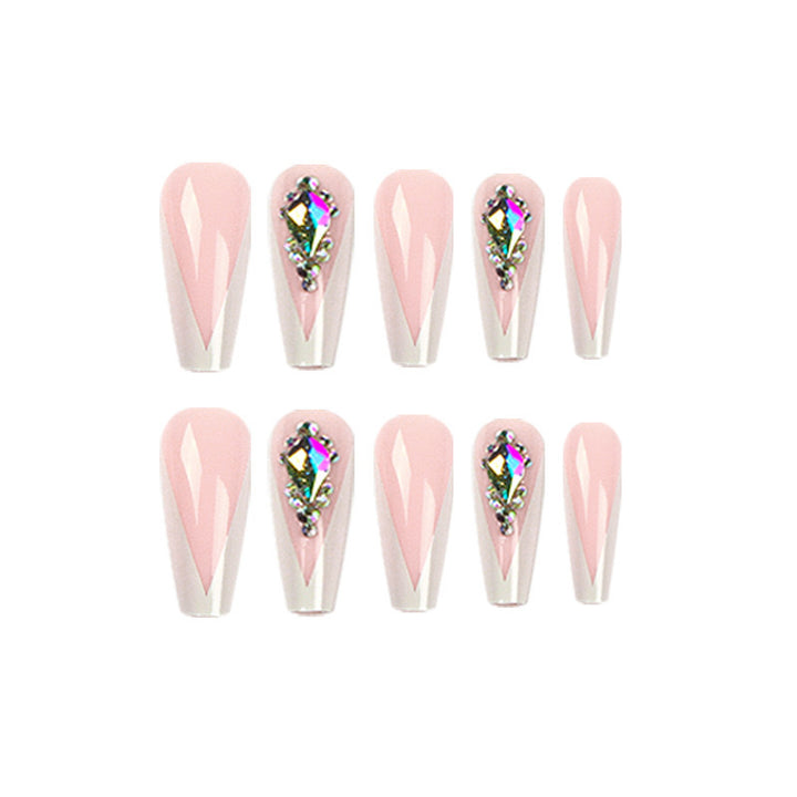 Artificial nails with elegant tips and rhinestone detail Stornfield