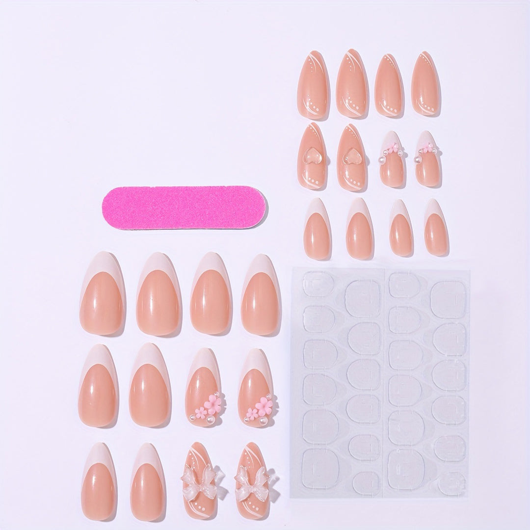 Artificial nail set with delicate flower design Stornfield