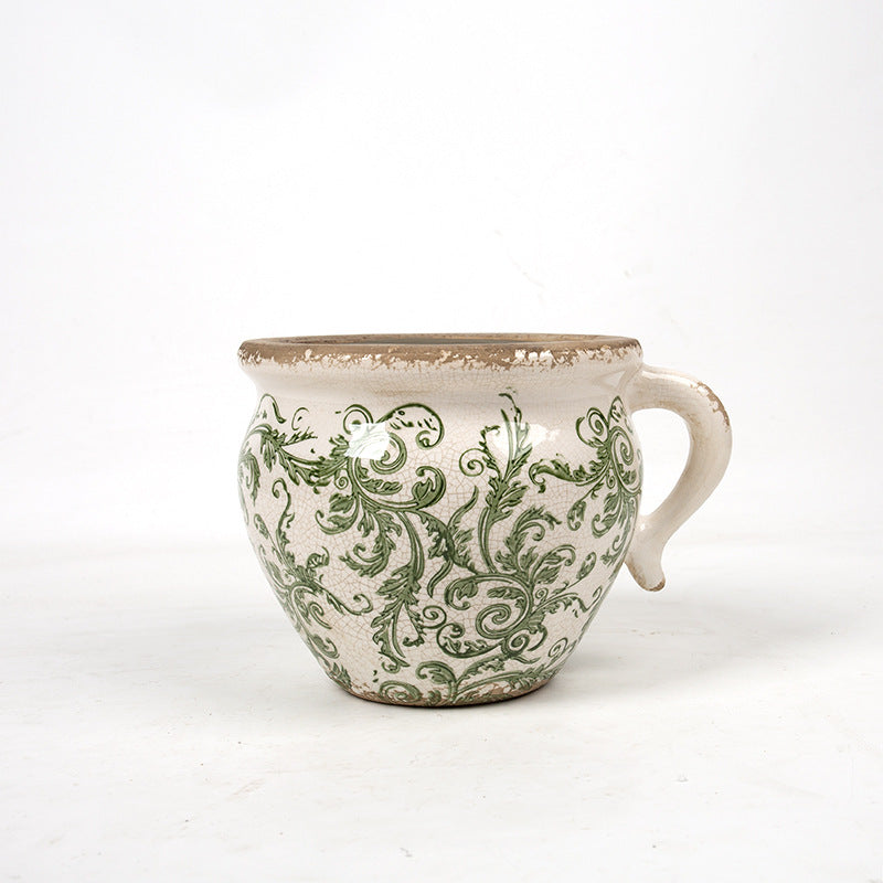 Decorative ceramic pot with floral pattern Stornfield