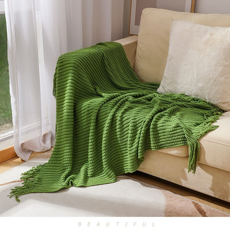 Textured Tassel Throw Blanket