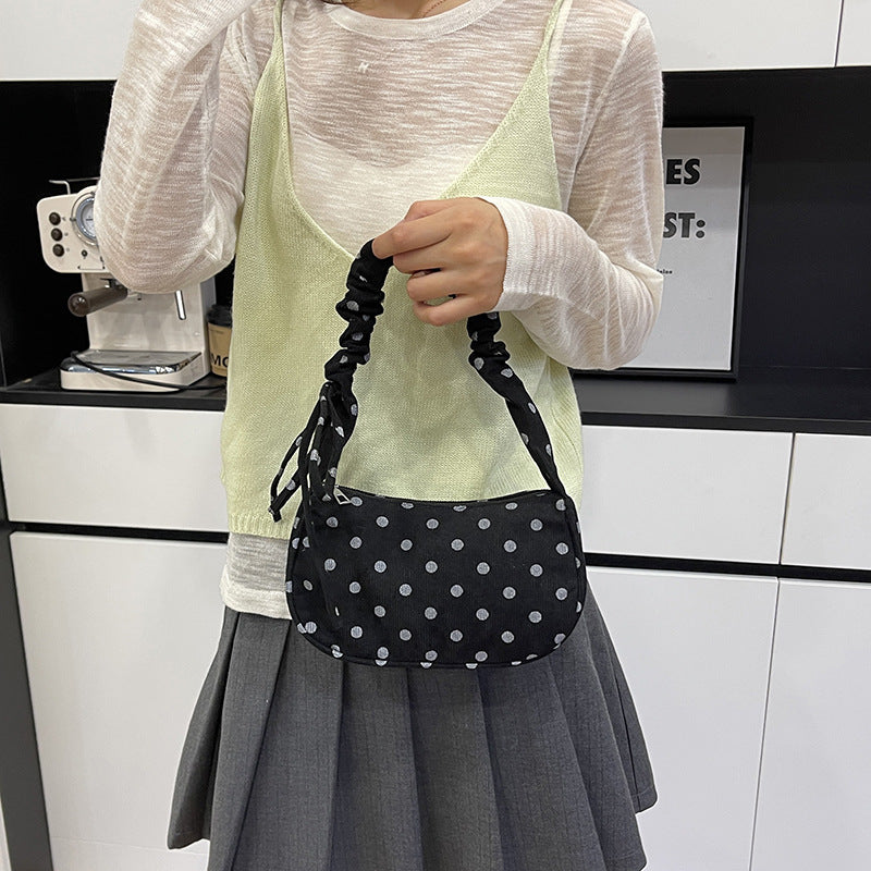 Ruffled Polka Dot Handheld Shoulder Bag