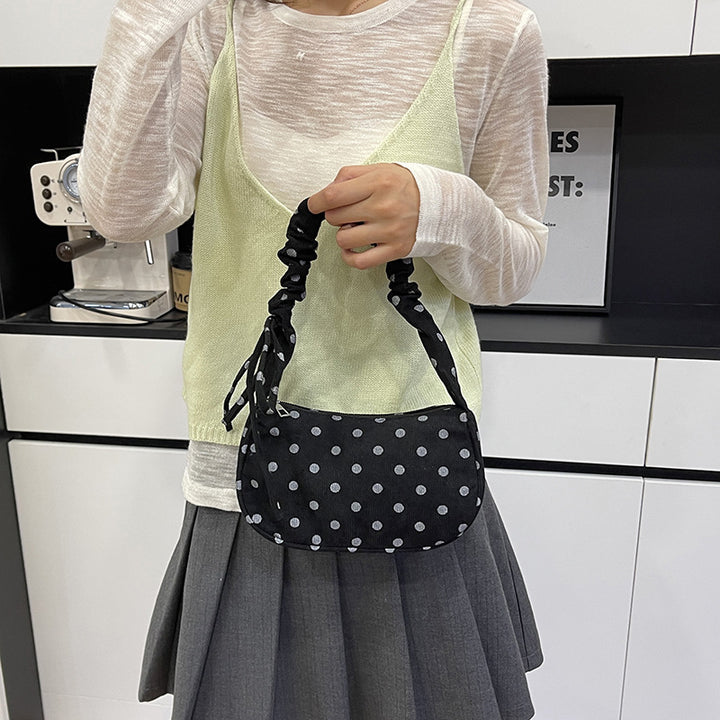 Ruffled Polka Dot Handheld Shoulder Bag