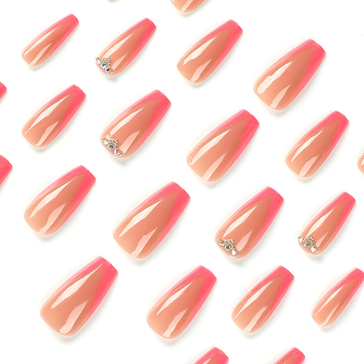 Artful Nail Extensions with Neon Tips and Rhinestone Decoration Stornfield