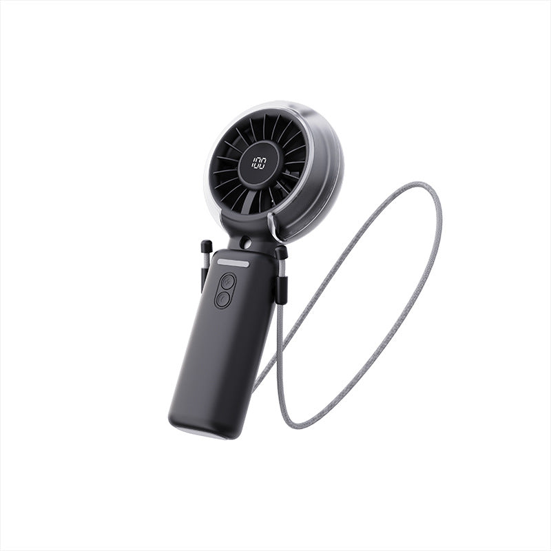 Cooling foldable rechargeable handheld fan with digital battery display and detachable neck strap Stornfield