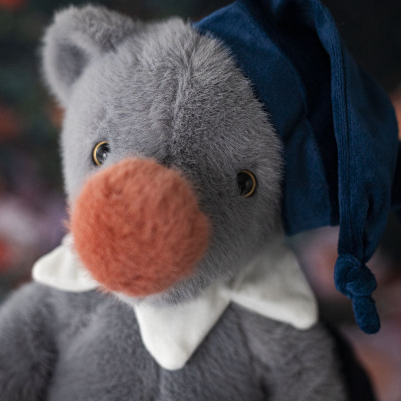 Plush Comforter Soft Stuffed Toy with Velvet Nightcap and Pom-Pom Nose