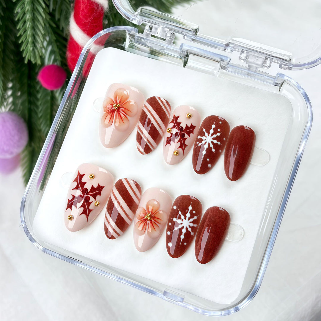 Festive Holiday Press-On Nail Art Set