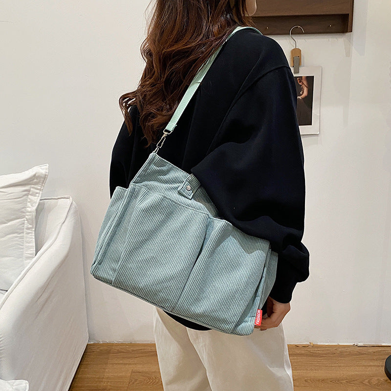 Corduroy Multi-Pocket Tote Bag Stornfield