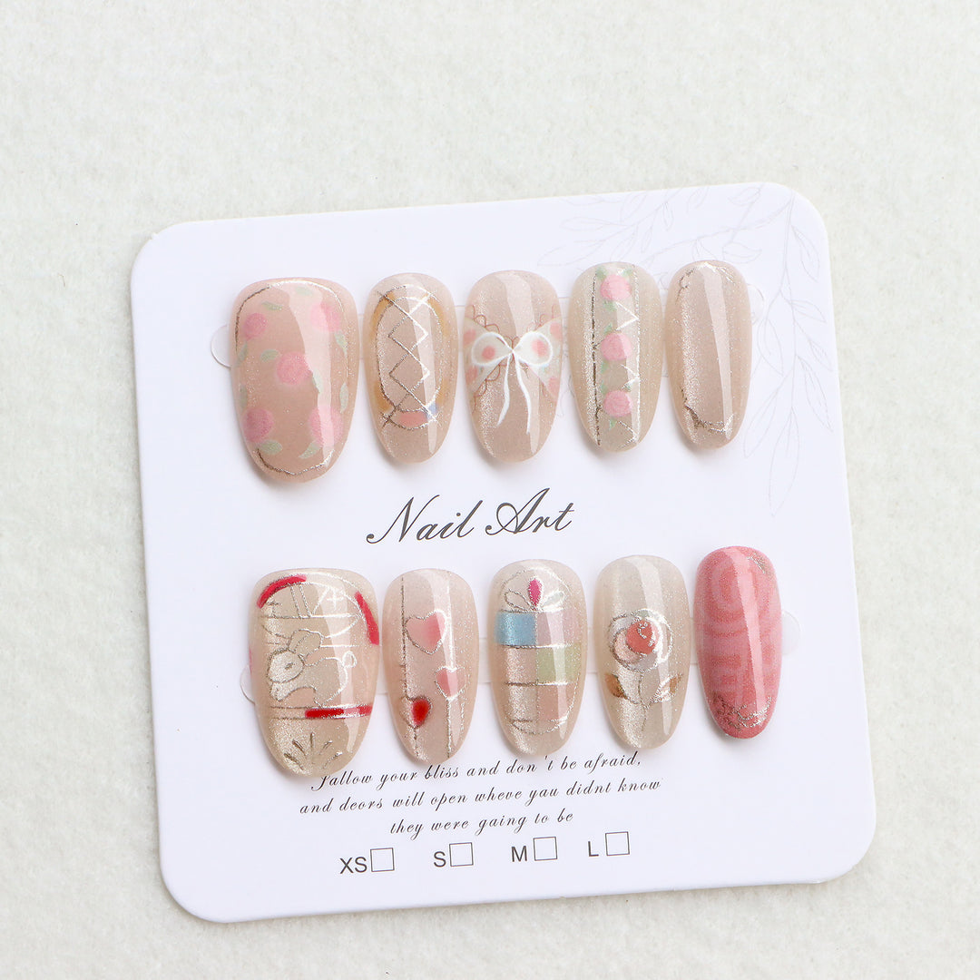 Decorative Press-On Nail Art Set with Artistic Designs Stornfield