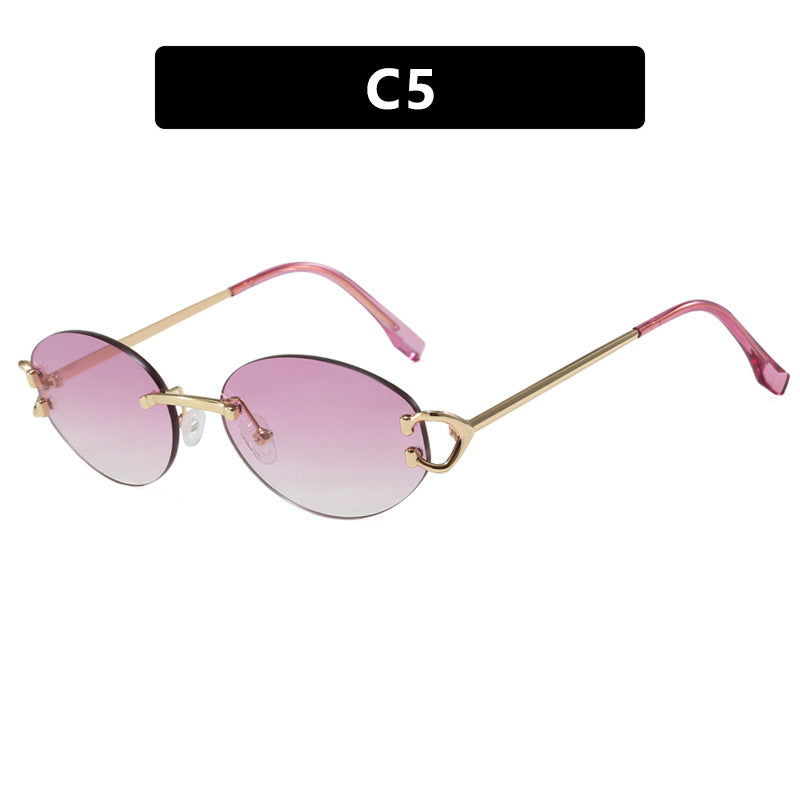 Women's elegant oval-shaped sunglasses with fashionable metal frame Stornfield